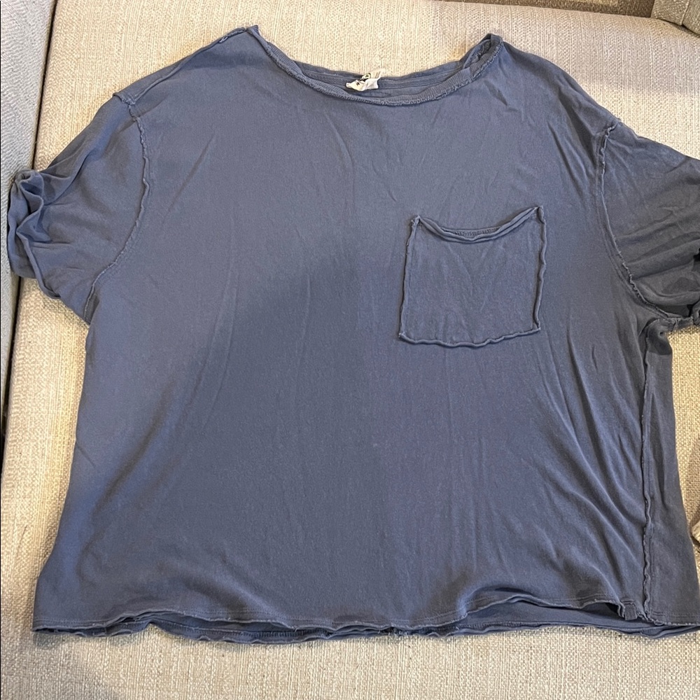 Free People Slate Blue Short Sleeve Tee